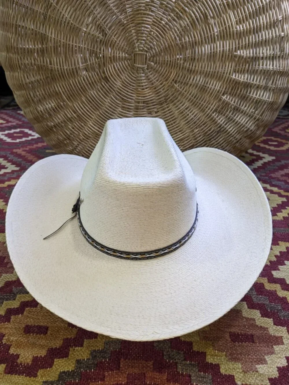 Stetson Square Palm Leaf Cowboy Hat Brick Crown 7 5/8